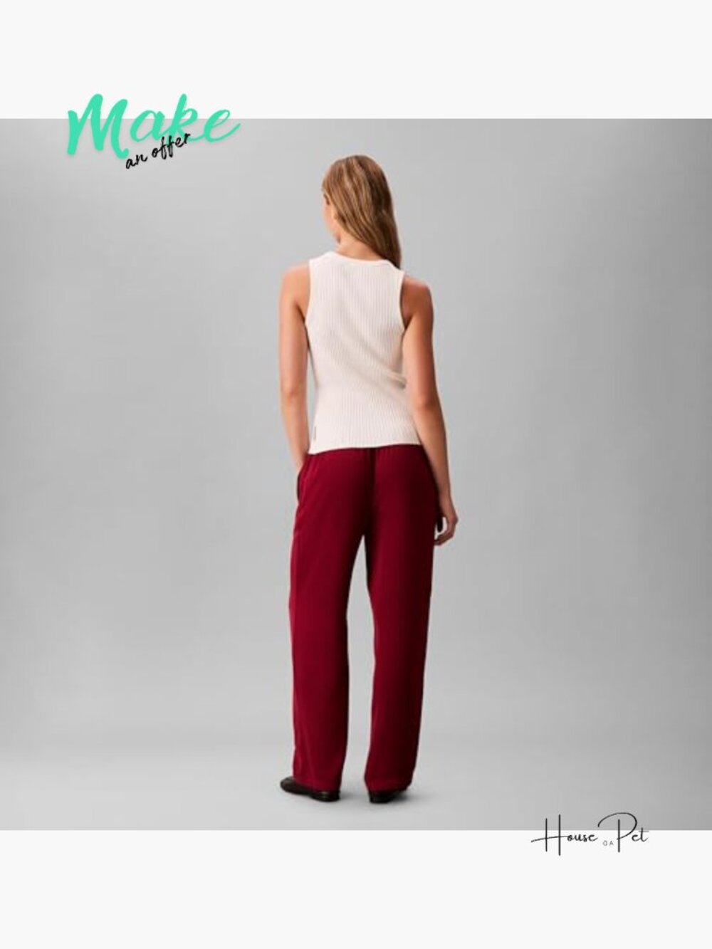 Calvin Klein Crepe Wide Leg Trouser, Elastic Waist, Pull-On Work Pants XS - Picture 5 of 5